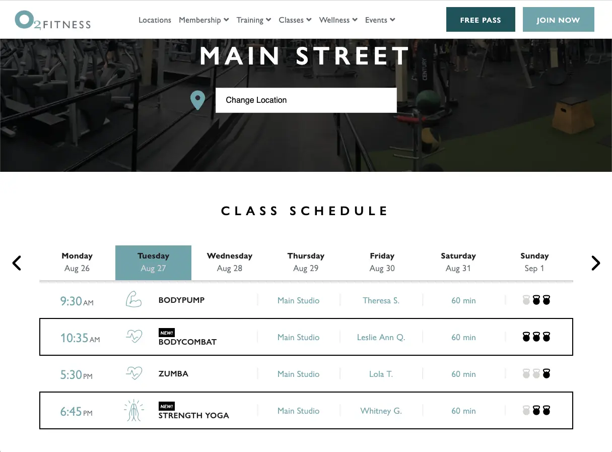 Dynamic Fitness Schedule